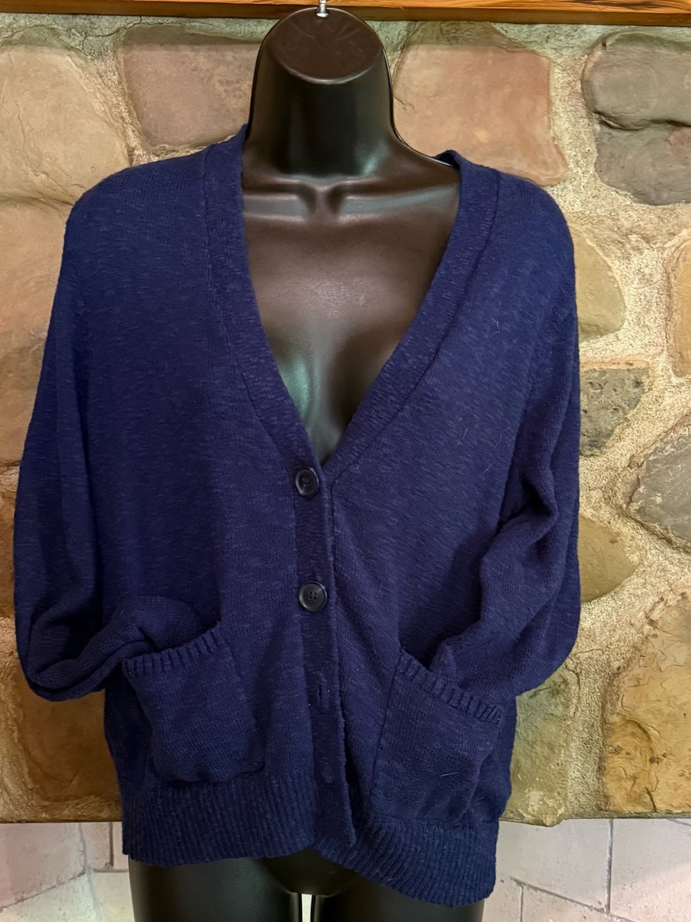 J. Crew Navy Blue Cardigan Soft Cotton Sweater Preppy Academia
